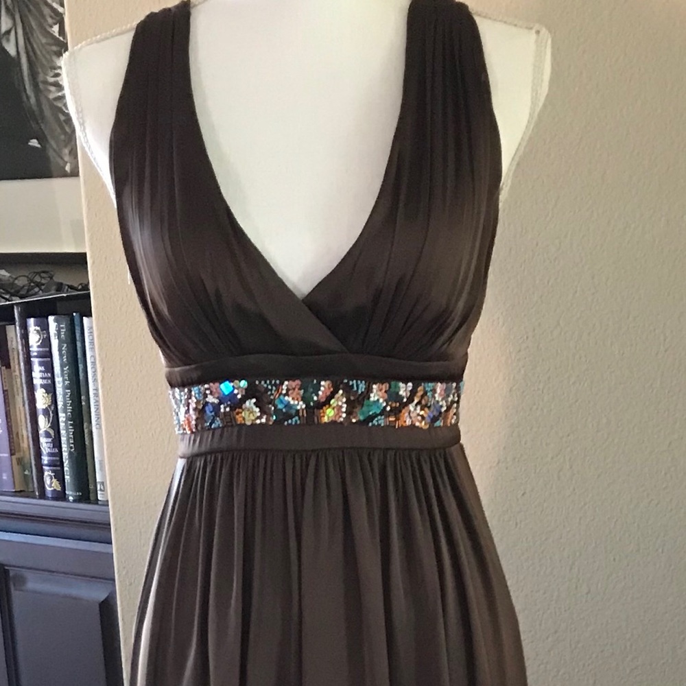 BCBG Paris Chocolate Floor Length Evening Dress - Picture 1 of 7